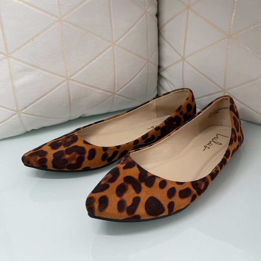Lulu Holly Leopard Print Suede Flats